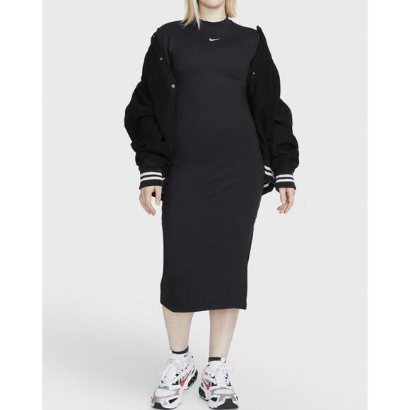 Nike Sportswear Essential Tight Crewneck Midi Dress - Picture 1 of 9